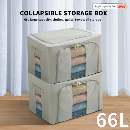 2PCS Foldable Oxford Cloth Storage Boxes Large Capacity With Clear Window
