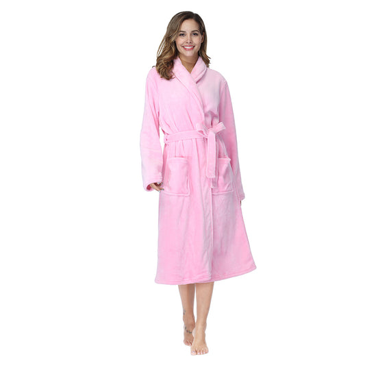 RONGTAI Womens Bathrobe Ladies Fleece Plush Warm