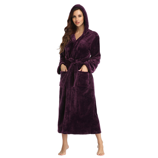 RONGTAI Womens Long Robes Plush Fleece Nightgown