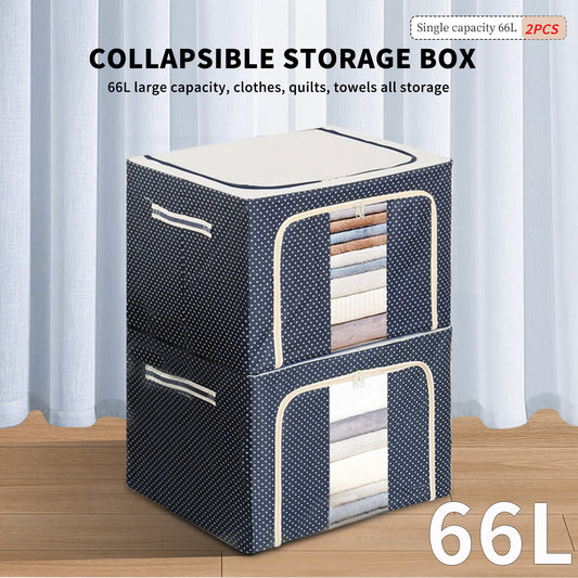 2PCS Foldable Oxford Cloth Storage Boxes Large Capacity With Clear Window