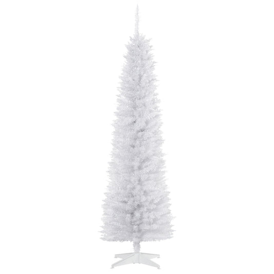 6 FT Christmas Tree Classic Tree Holiday Indoor Decoration, With Stable Plastic Base, White