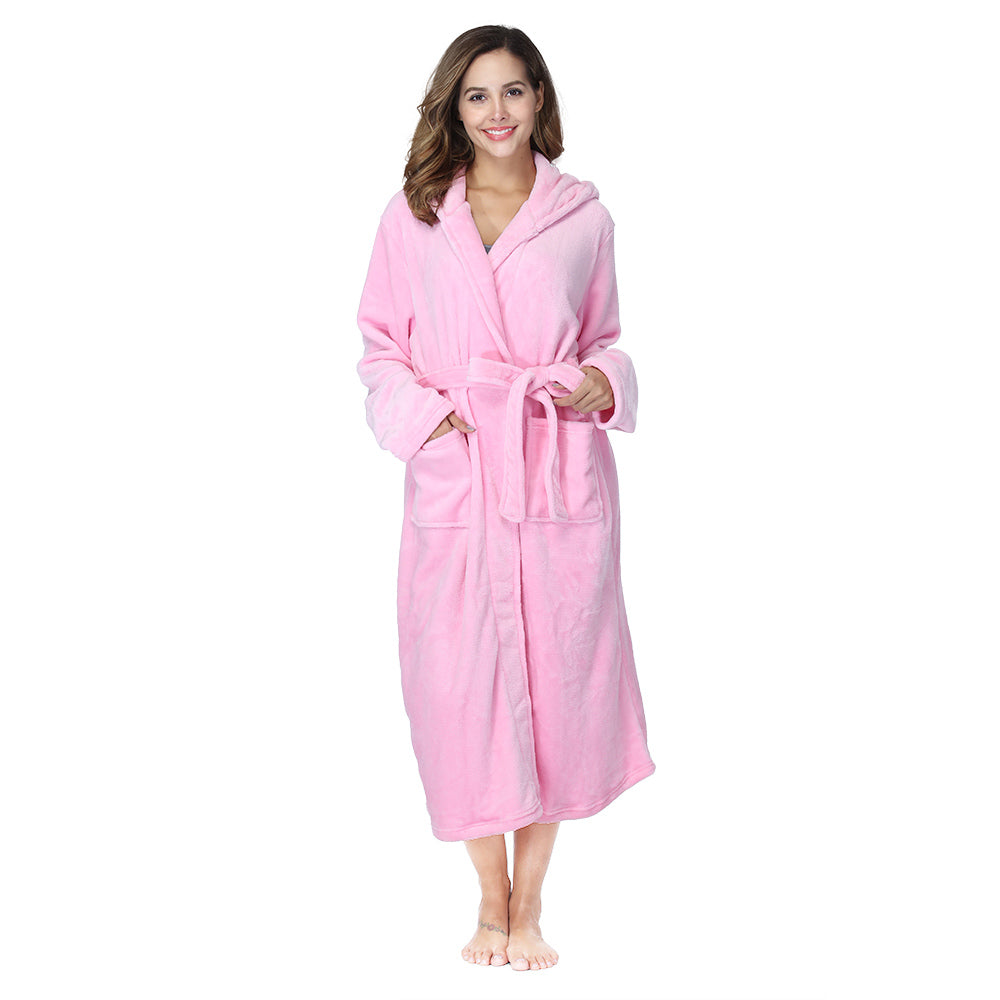 RONGTAI Womens Long Robes Plush Fleece Nightgown