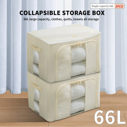 2PCS Foldable Oxford Cloth Storage Boxes  Large Capacity With Clear Window