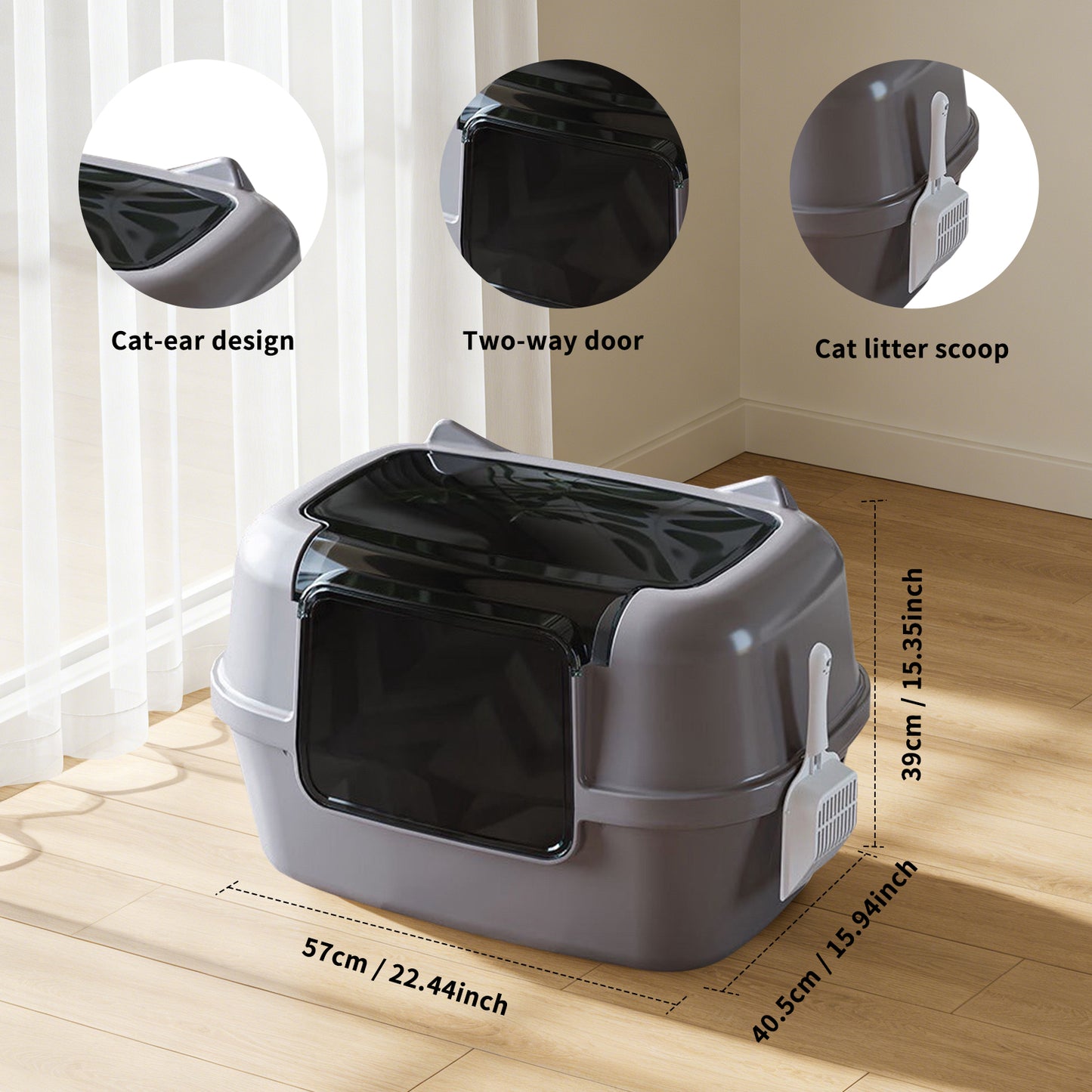 Extra Large Cat Ear Fully Enclosed Cat Litter Box