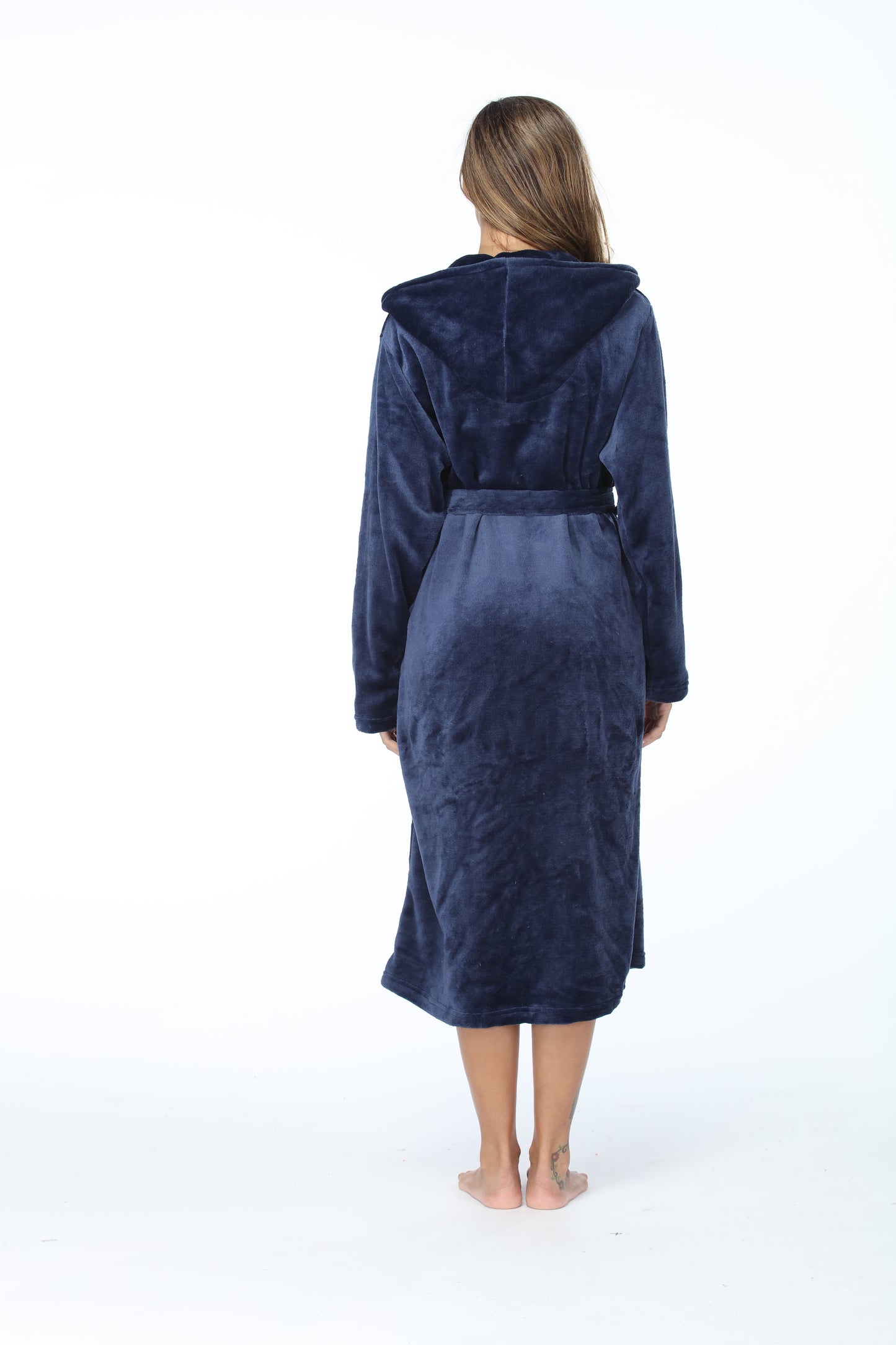 Thick Hooded Bathrobe With Pockets Fluffy Sleepwear For Men