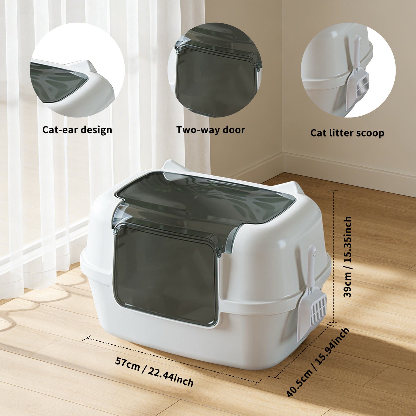 Extra Large Cat Ear Fully Enclosed Cat Litter Box