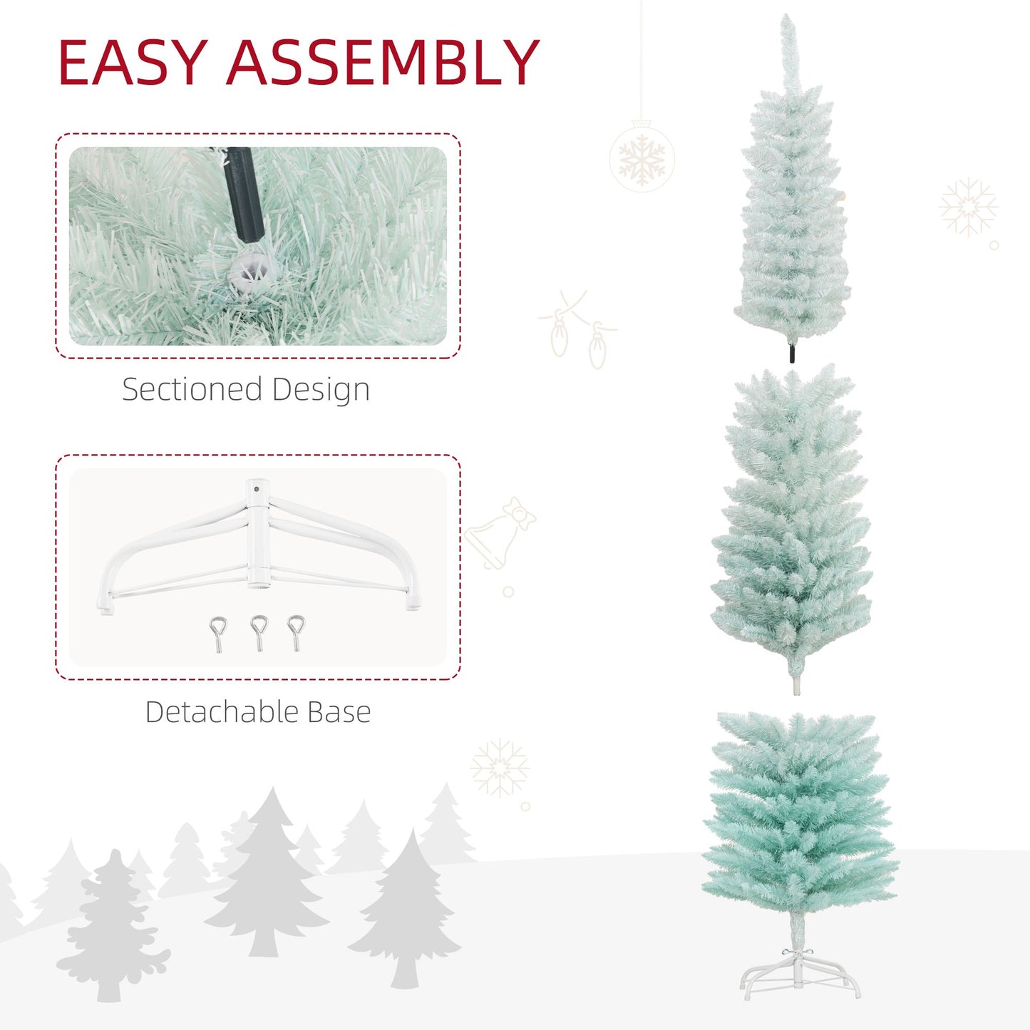7' PVC Slim Pencil Artificial Christmas Tree 500 Branch Tips