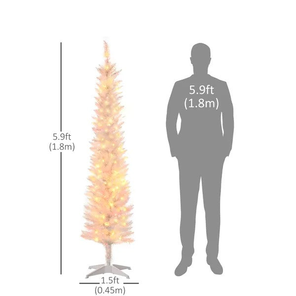 6' Prelit Christmas Trees, Pencil Artificial Christmas Tree