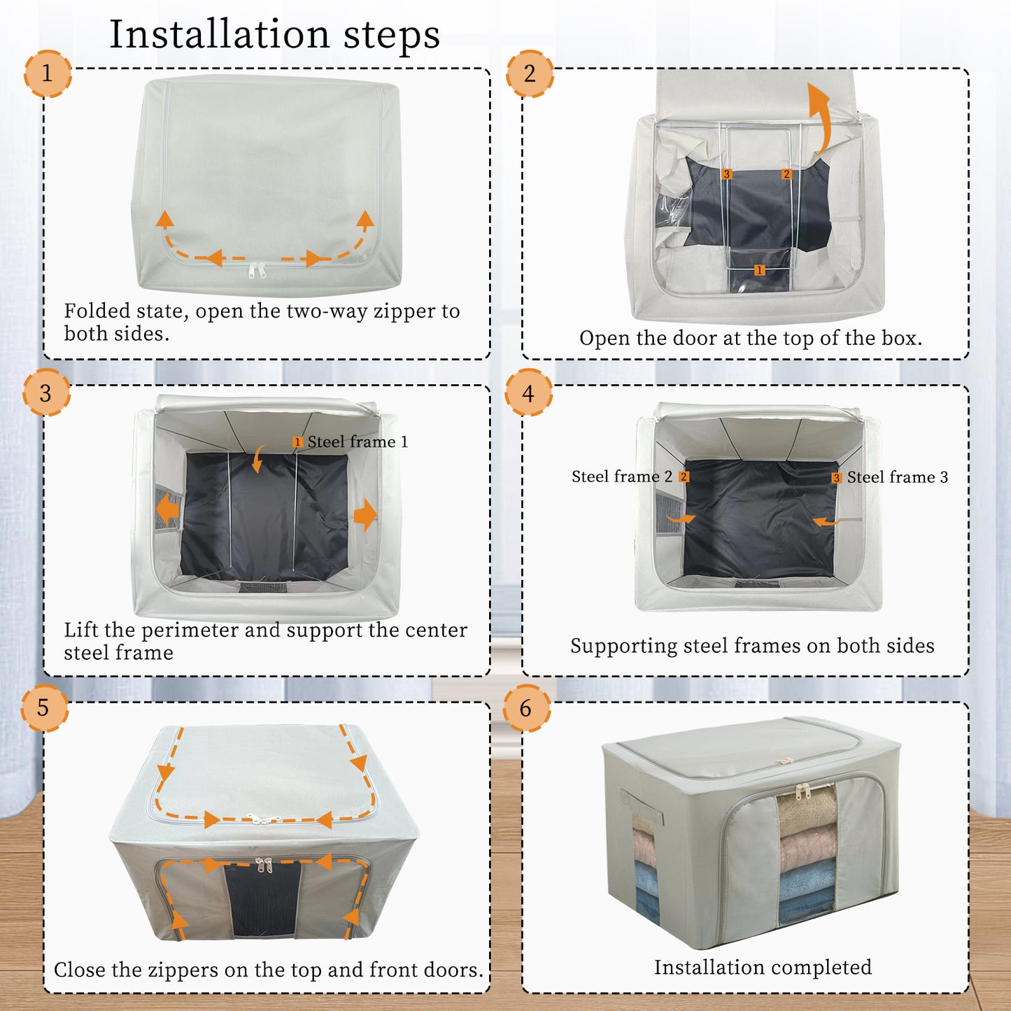 2PCS Foldable Oxford Cloth Storage Boxes  Large Capacity With Clear Window