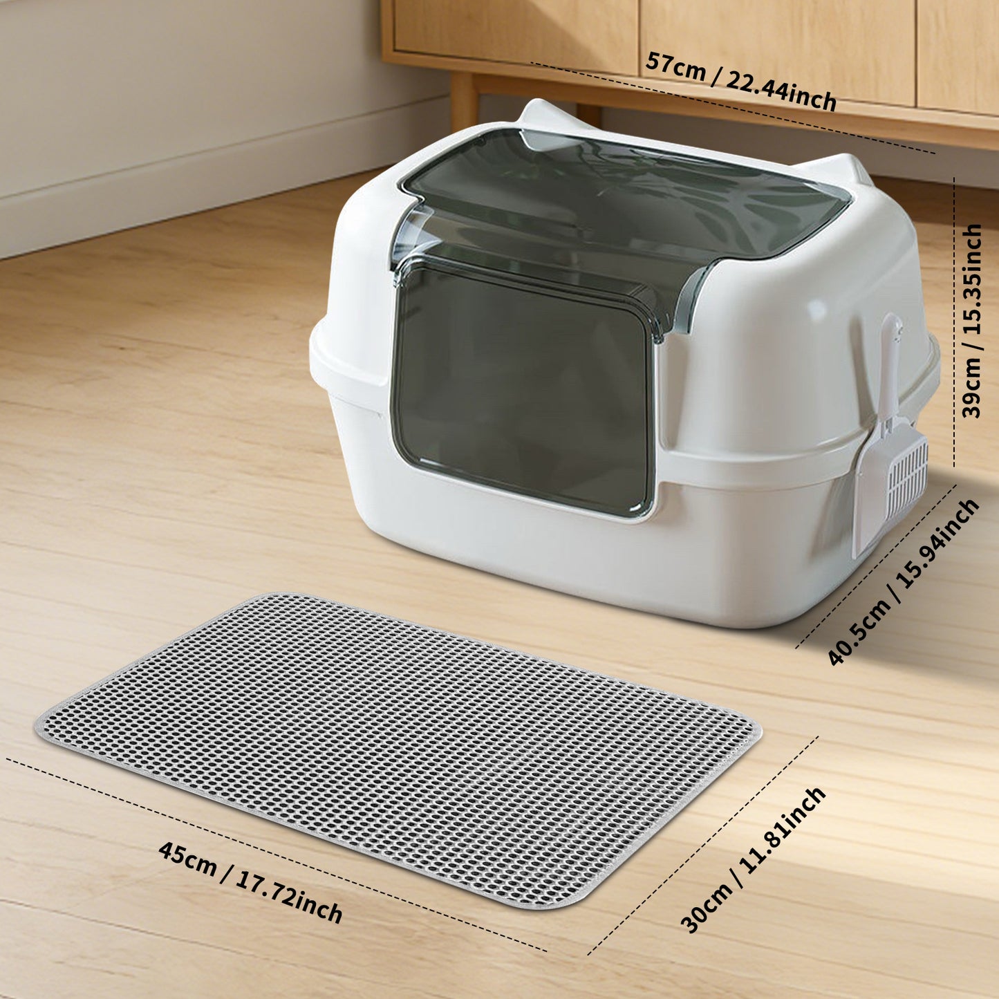 Extra Large Cat Ear Fully Enclosed Cat Litter Box