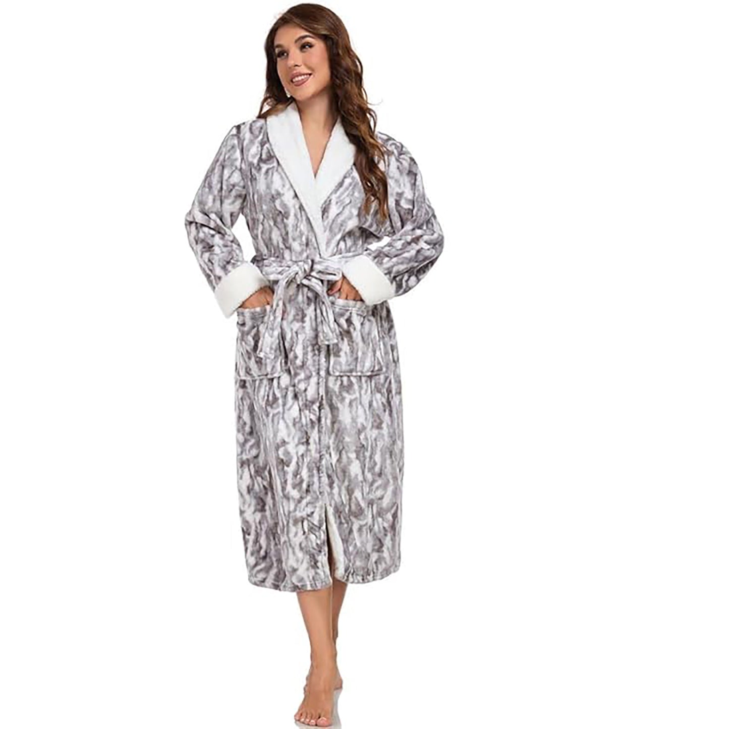 RONGTAI Womens Long Robes Plush Fleece Nightgown