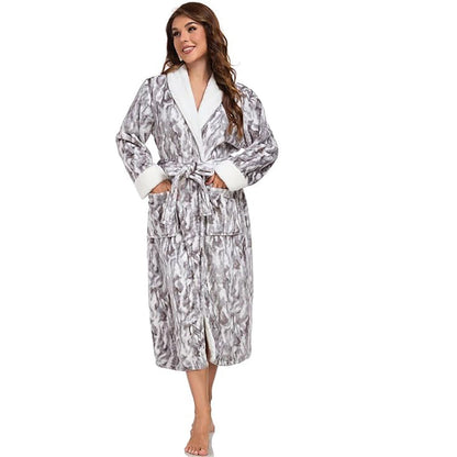 RONGTAI Womens Long Robes Plush Fleece Nightgown