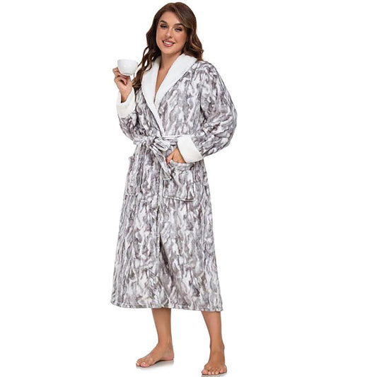 RONGTAI Womens Long Robes Plush Fleece Nightgown