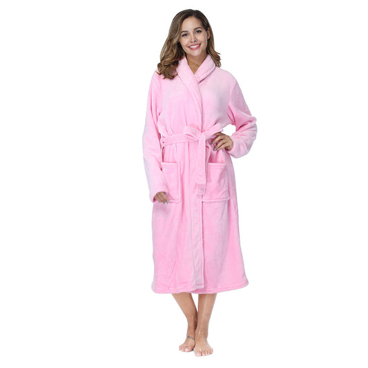 RONGTAI Womens Bathrobe Ladies Fleece Plush Warm