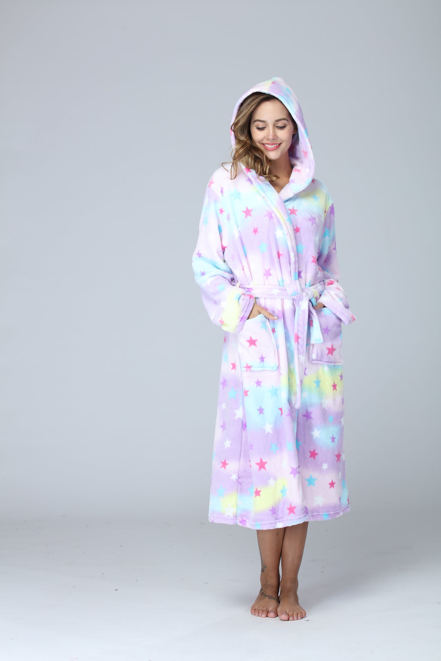 RONGTAI Womens Long Robes Plush Fleece Nightgown