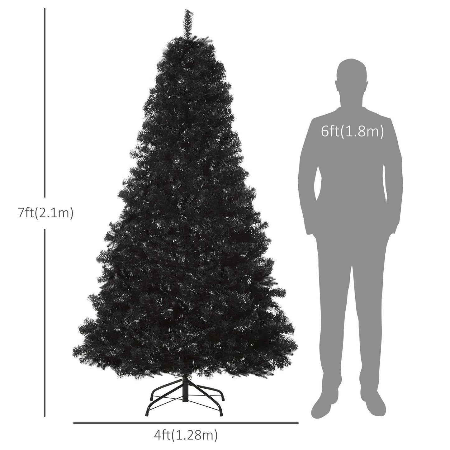 7ft Artificial Christmas Tree Holiday Home Indoor Decoration With Automatic Open, Black