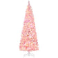 7.5 Foot Prelit Snow Flocked Artificial Christmas Tree With Pencil Shape