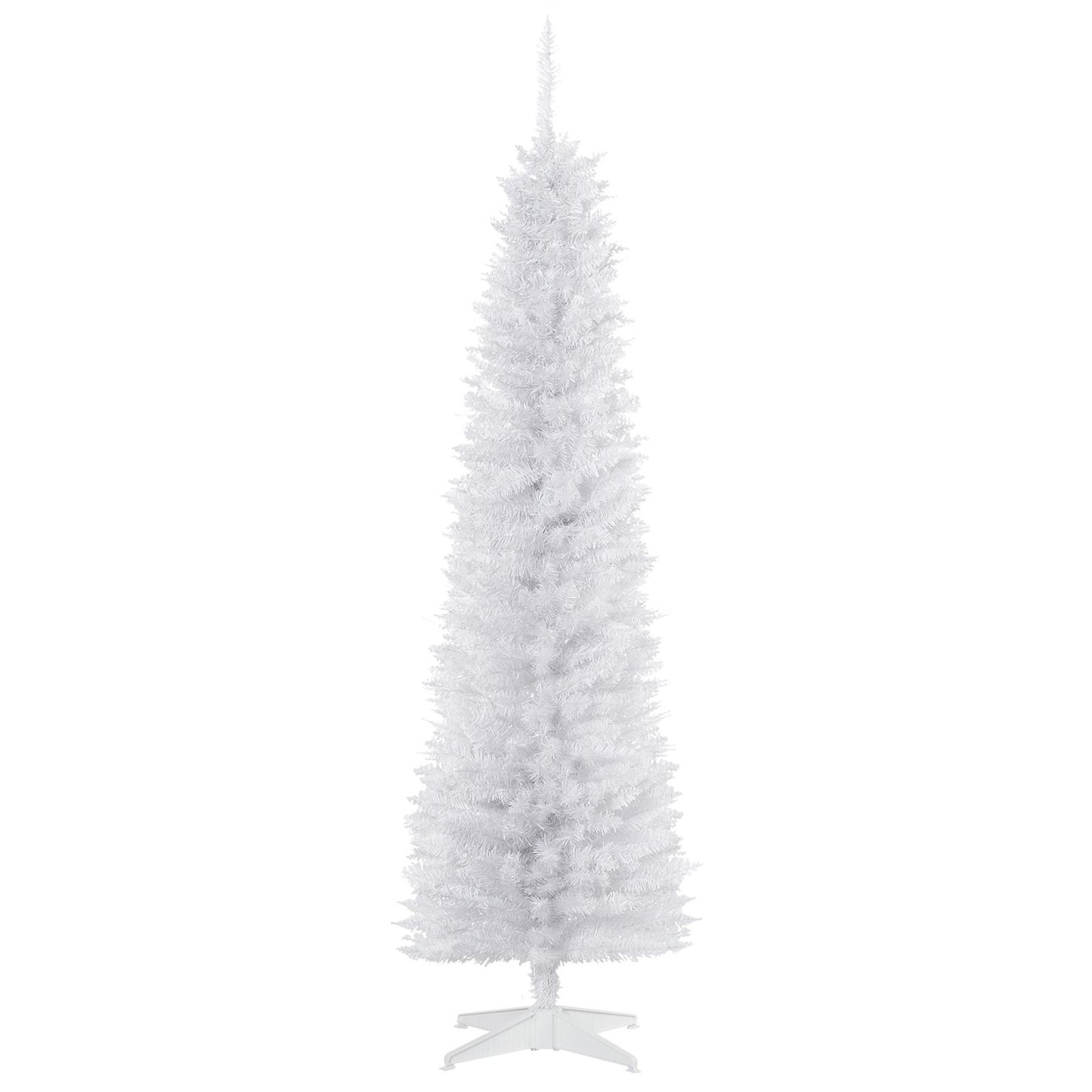 6 FT Christmas Tree Classic Tree Holiday Indoor Decoration, With Stable Plastic Base, White